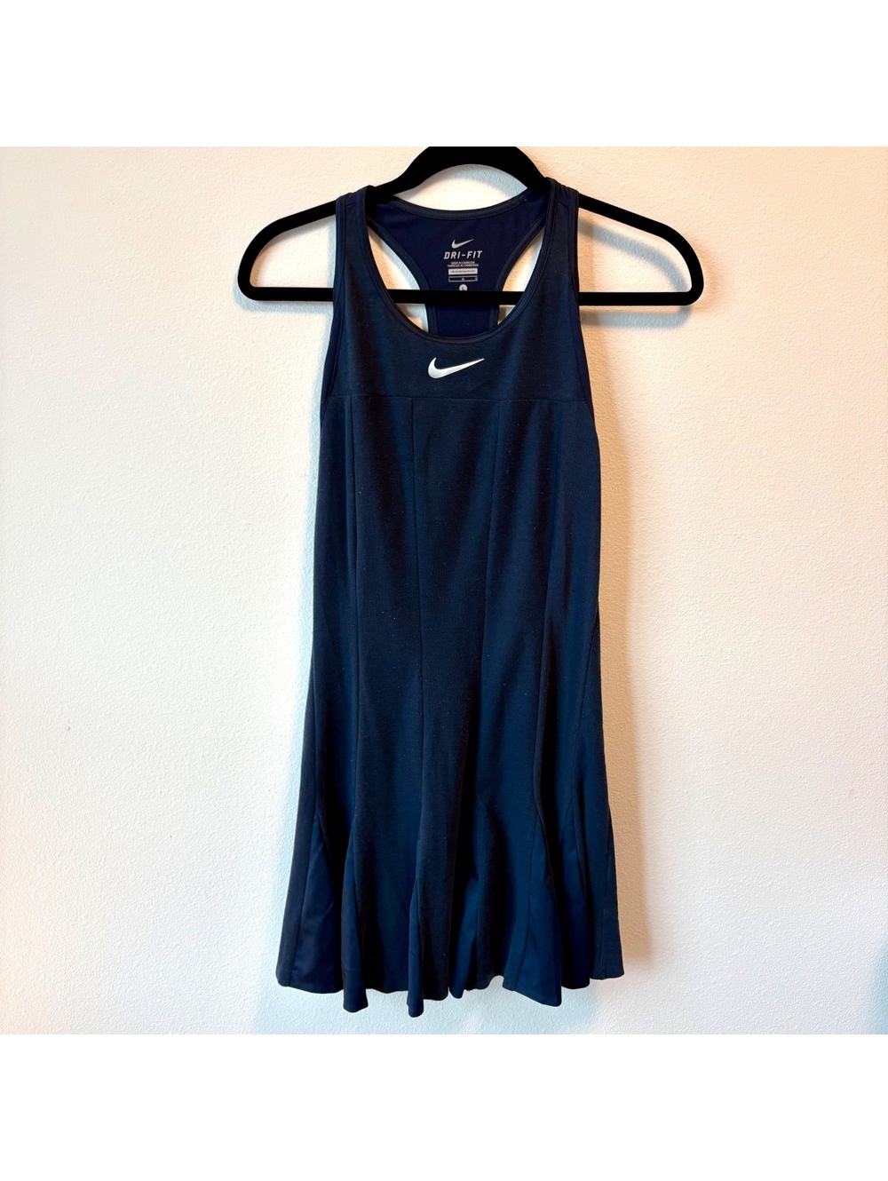 Nike Dri-FIT Tennis Dress Womenβs L Navy Blue Racerback Athletic Sports Dress